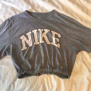 Custom cropped and banded nike top